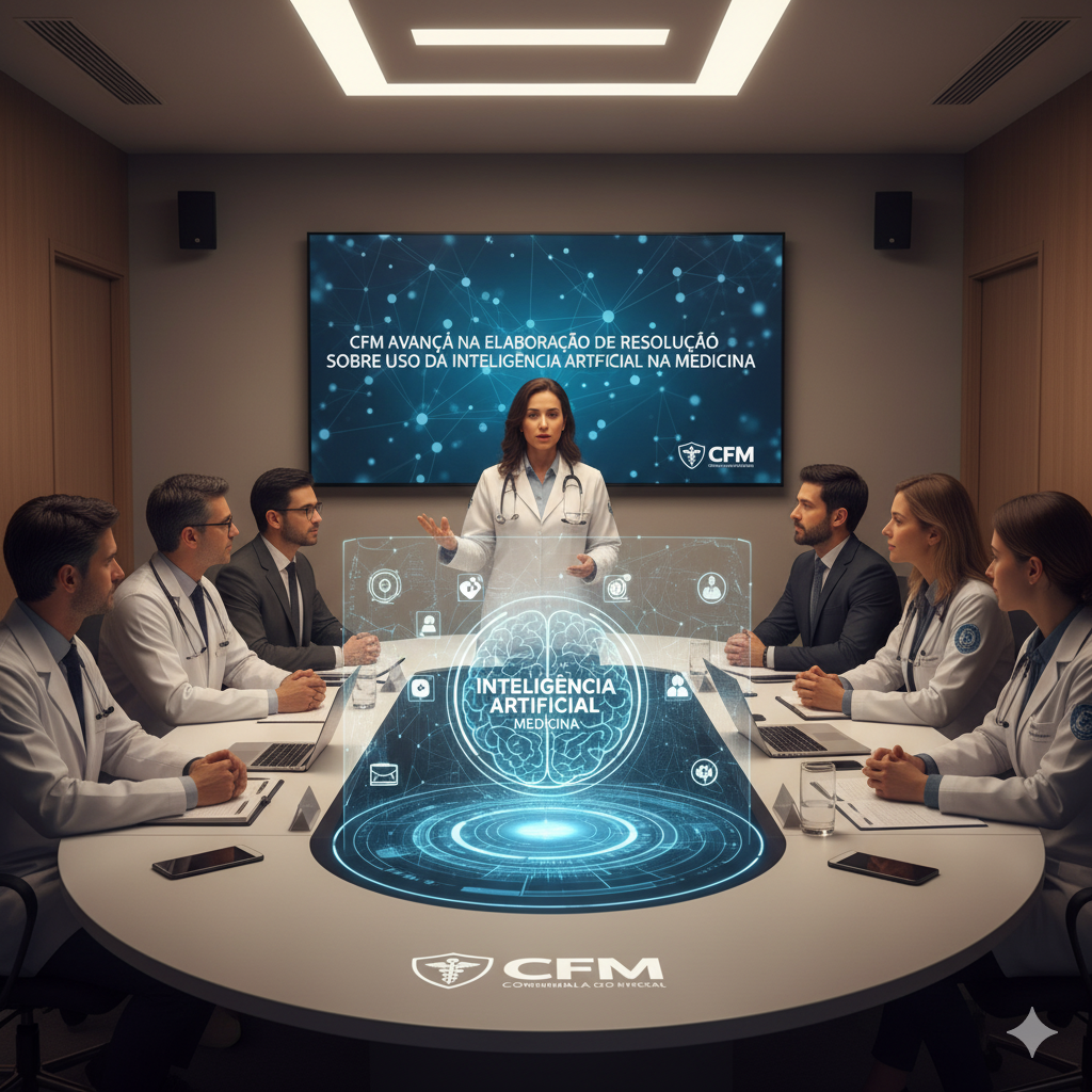 Imagem da notícia: CFM avança na elaboração de resolução sobre uso da Inteligência Artificial na Medicina